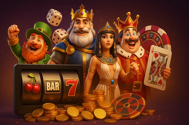 Ilustrasi 3D mewah Link Alternatif Slot Favorit dengan mesin slot 777 emas, koin berhamburan, dan karakter fantasi elegan melambangkan proses withdraw kilat aman